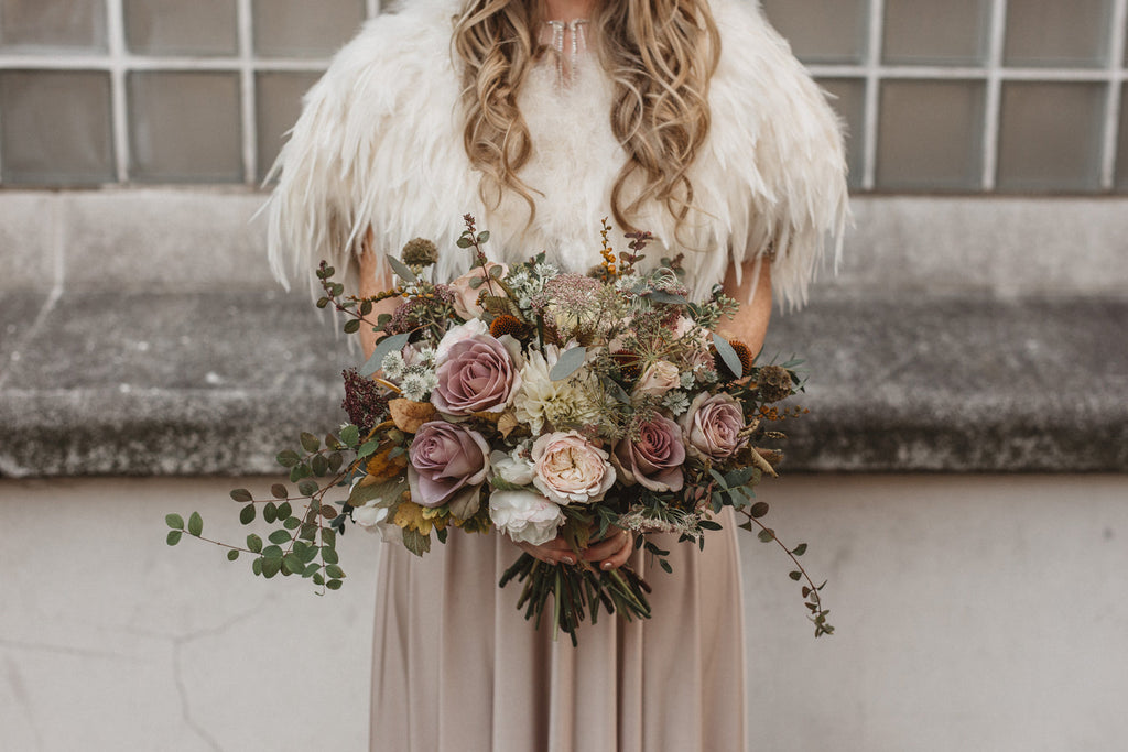 Vintage Rose Wedding Bouquets - Lavender and Grey Sherborne