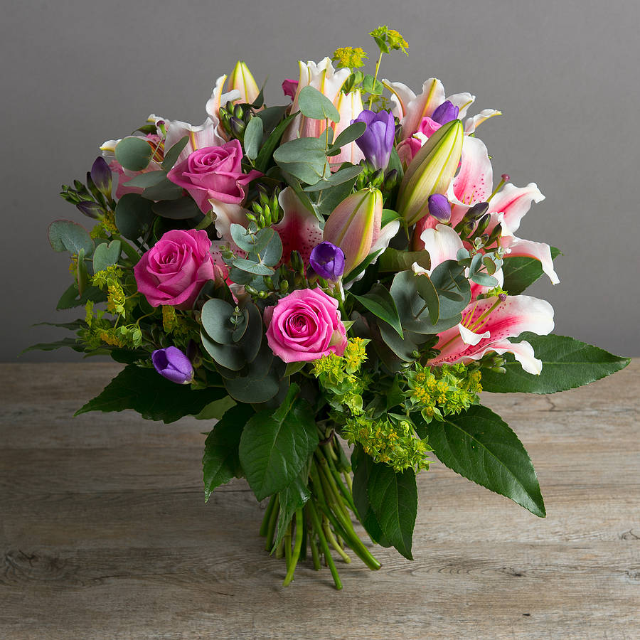 Nicola - Pink Rose and Lily Bouquet.